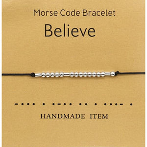 Morse Code Bracelet Silver Bead BELIEVE Bracelet